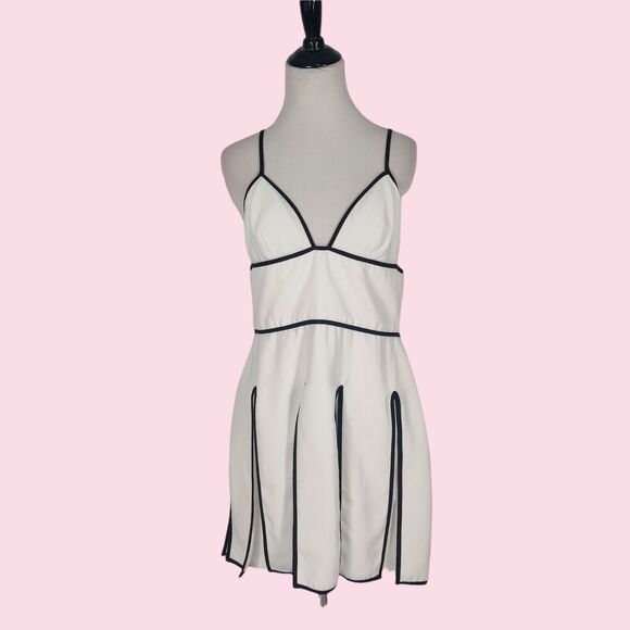 NBD Dresses & Skirts - NBD Revolve Dress L Pleated White Mini Straps sundress summer cocktail
